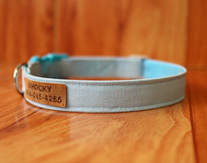 Light Blue Dog Collar Personalized Minimal Blue Dog Collar Etsy