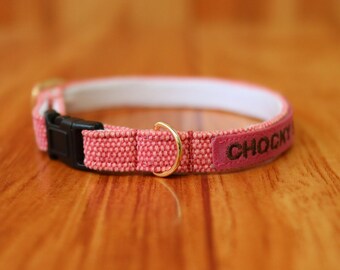 Personalized Earth Tone Red Cat Collar: Breakaway Safety, Custom ID Tag