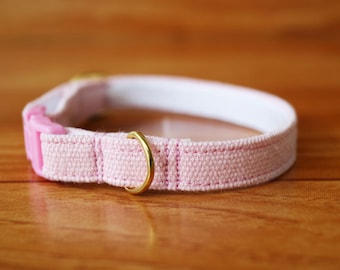 Pastel Pink Cat Collar: Soft Cotton, Breakaway Buckle