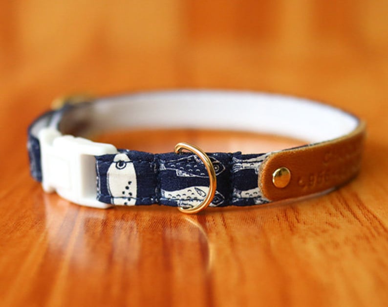 Soft Cotton Cat Collar Personalized fish Cat Collar With Etsy