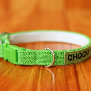 Apple Green personalizedCat Collar, Green Cat Collar personalized, Chocky Cat Collar, Chocky Breakaway Cat Collar, Kitten Breakaway Collar