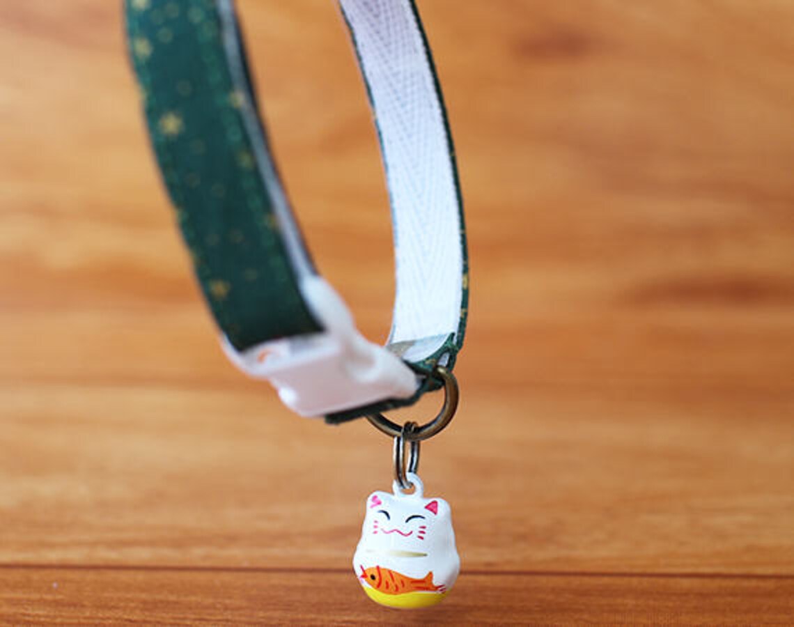 Lucky Cat Jingle Bells Lucky Cat Cute Charm Cute Cat Collar Etsy