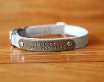 Personalized Grey Cat Collar: Breakaway Buckle, Custom ID Tag