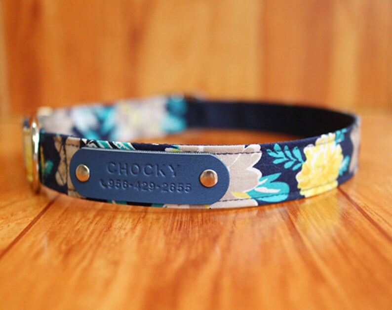 Blue Hawaii Floral Dog Collar Personalized Hawaiian Aloha Dog Etsy