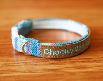 Collar azul tribal personalizado para gatos: seguridad con cierre de seguridad estilo boho, etiqueta de identificación personalizada.