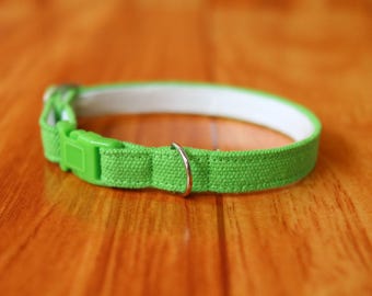 Collar para gatos verde manzana Breakaway: algodón suave, ajustable, seguro para gatitos