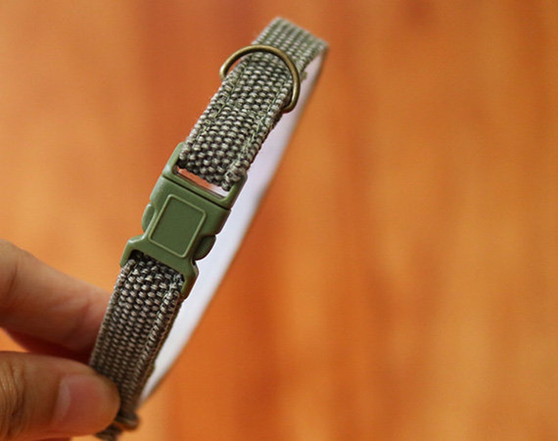 Earth Tone Green Cat Collar Olive Green Cat Collar Breakaway Etsy