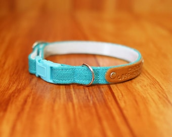 Turquoise Cat Collar: Personalized ID Tag, Breakaway Safety Buckle