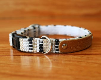 Black Woven Stripe Cat Collar: Personalized Breakaway Collar with ID Tag
