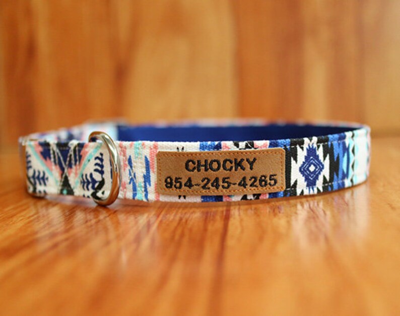 Native Personalized Dog Collar Blue Native Dog Collar Etsy
