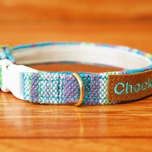 Native Cat Collar Personalized, Blue Personalized Cat Collar, Chocky Cat Collar Breakaway, Chocky Cat Collar Tag, Kitten, Small Dog Collar