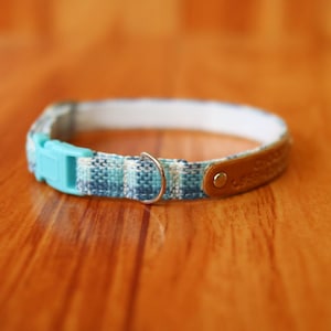 Personalized Blue Plaid Cat Collar: Breakaway Safety, Buffalo Plaid