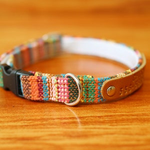Colorful Boho Cat Collar Personalized, Tribal Cat Collar Engraved, Multi Striped Cat Collar Breakaway, Chocky Cat Collar image 5