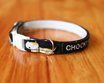Personalized Cat Collar: Happy Cat Design, Breakaway Buckle, Soft Cotton