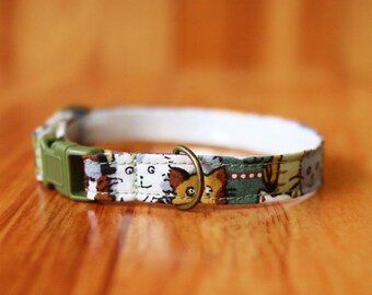 Cotton Cat Collar, Soft Kitten Collar, Breakaway Buckle