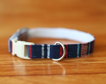 Collar para gatos de rayas azules: collar desmontable, ajuste ajustable