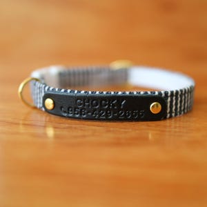 Stylish Navy Cat Collar Personalized, Blue Navy Stripe Cat Collar, Jean Striped Cat Collar, Chocky Cat Collar Breakaway, Small Dog Collar