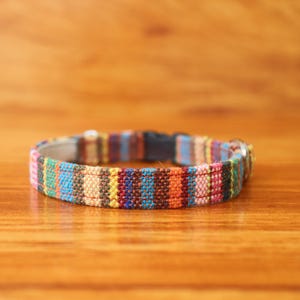 Boho Cat Collar Breakaway, Stripe Tribal Breakaway Cat Collar, Chocky Cat Collar, Colorful Stripe Kitten Collar, , Boho Small Dog Collar