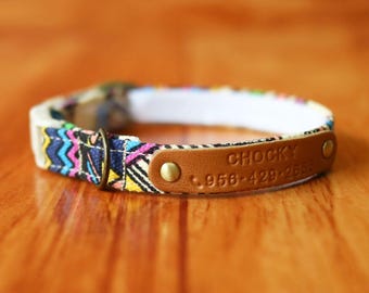 Aztec Cat Collar with Personalized ID Tag - Breakaway Safety Buckle