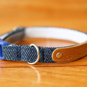 Casual Jean Cat Collar Personalized, Denim Jean Personalized Cat Collar, Chocky Cat Collar Personalized, Chocky Cat Collar, Small Dog Collar