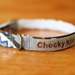 Stylish Grey Cat Collar Personalized, Fancy Cat Collar Personalized in Grey , Chocky Cat Collar Tag, Kitten Collar, Small Dog Collar
