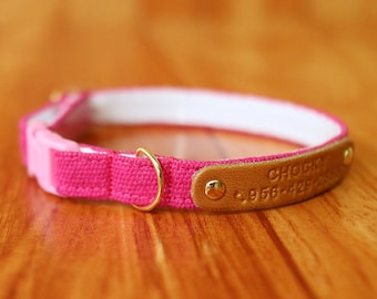 Candy pink Cat Collar personalized, Magenta personalized Cat Collar, Pink Chocky Cat Collar, Chocky Breakaway Cat Collar, Kitten Collar