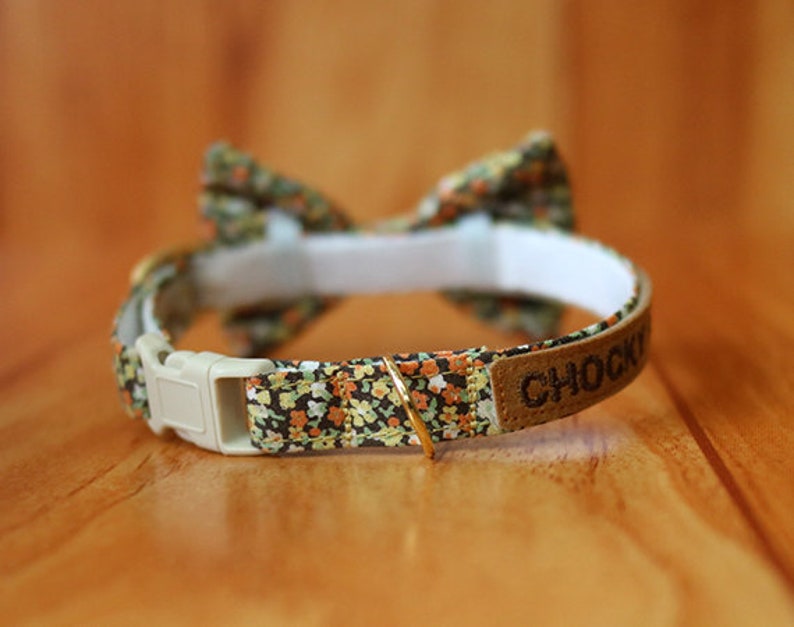 Download Tiny floral Personalized Cat Collar with Bow Tie Tiny ...