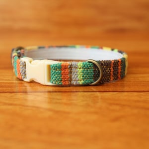 Boho Woven Cat Collar: Green Boho, Breakaway Buckle