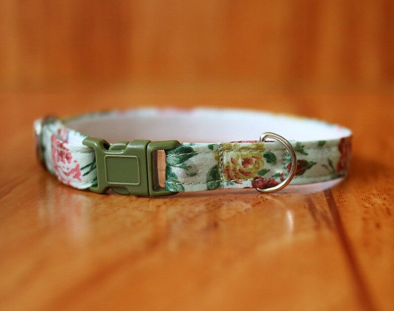 Green Rose Floral Cat Collar Rose Flower Cat Collar Vintage Etsy