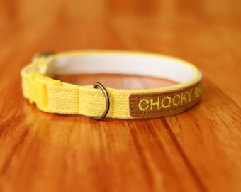 Personalized Yellow Cat Collar: Breakaway Safety, Custom ID Tag