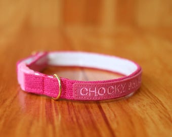 Personalized Magenta Pink Cat Collar: Breakaway Safety Buckle