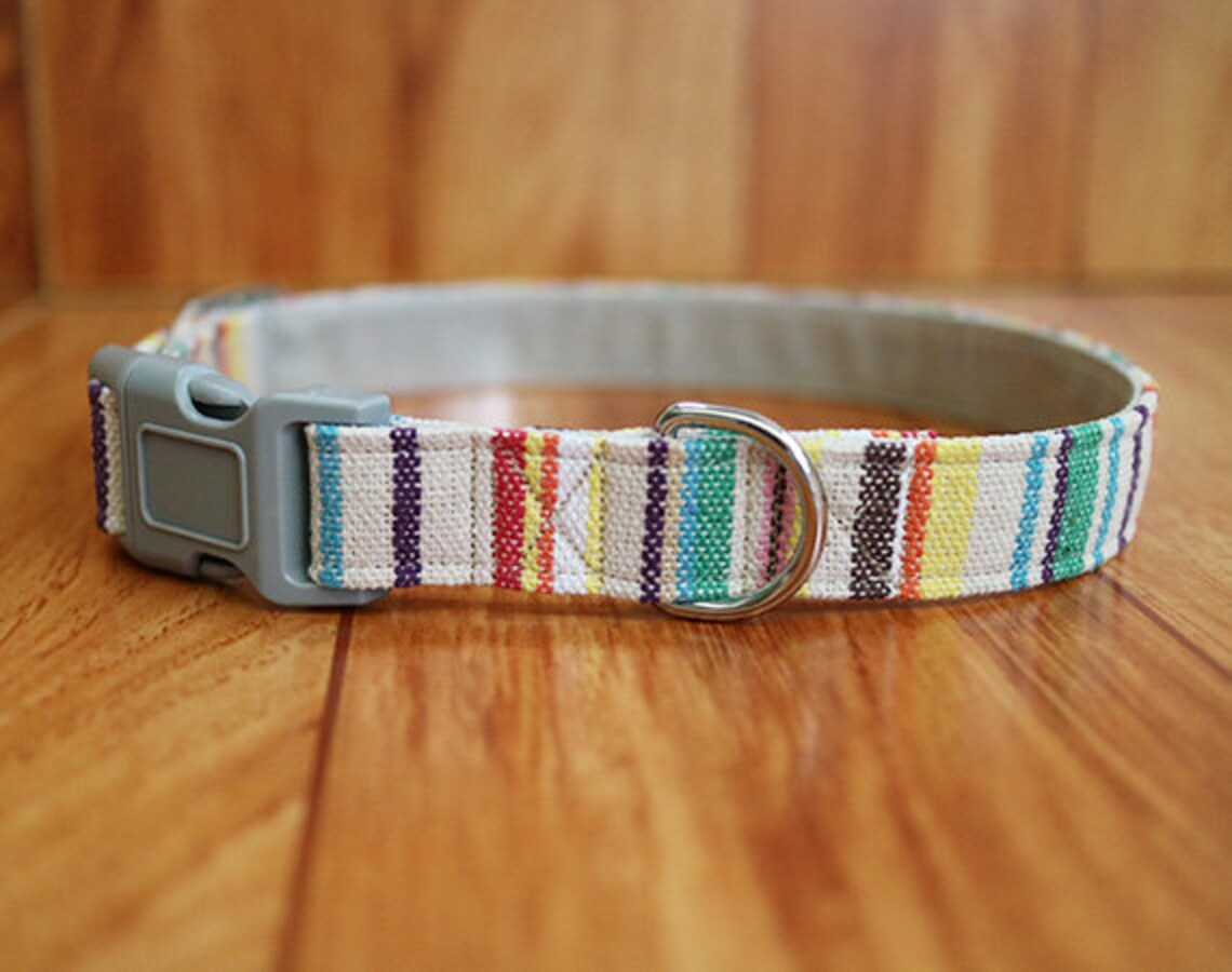 Minimal Striped Dog collar Simple Woven Dog Collar Eco Boho Etsy