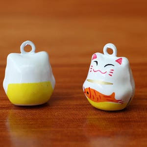 Lucky Cat Jingle Bells, Lucky Cat Cute Charm, Cute Cat collar charm, Cat Collar Bells, Decorative jingle bells, Cartoon charms/ 1 Pc image 3