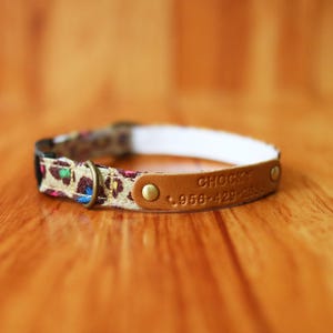 Leopard Cat Collar Personalized, Leopard Personalized Cat Collar, Leopard Kitten Collar, Chocky Cat Collar Breakaway, Small Dog Collar