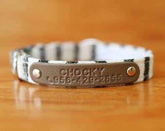 Minimal Black Stripe Personalized Cat Collar, Chocky Cat Collar Personalized, Chocky Cat Collar Tag, Cat Collar Breakaway, Small Dog Collar