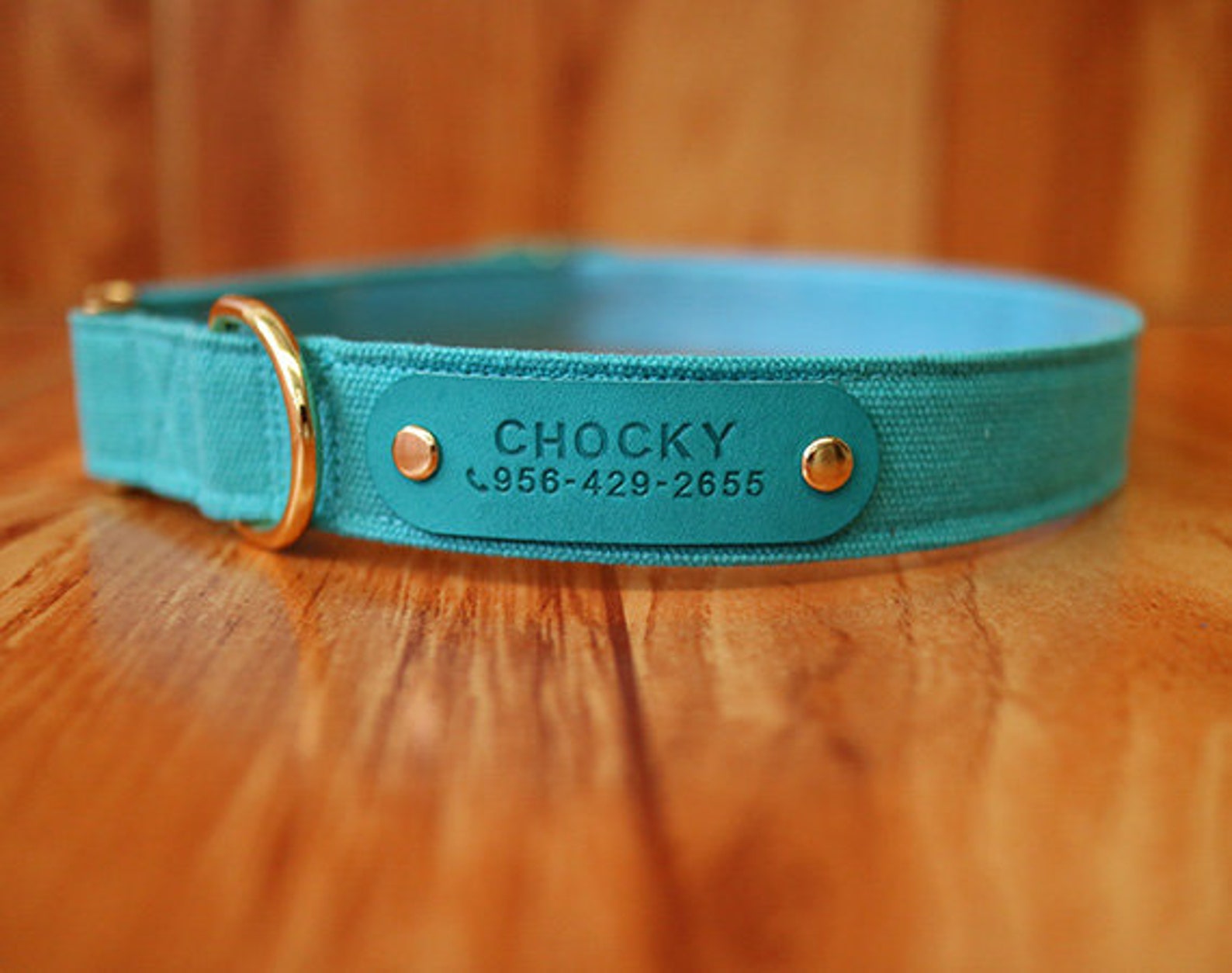 Turquoise Blue Personalized Dog Collar Blue Dog Collar Etsy