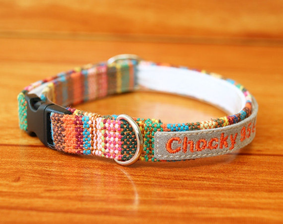Colorful Woven Cat Collar Personalized, Chocky Personalized Cat Collar