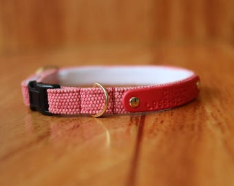 Personalized Earth Tone Red Cat Collar: Breakaway Safety Buckle