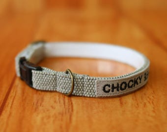 Custom Earth Tone Grey Cat Collar with Safety Breakaway Feature