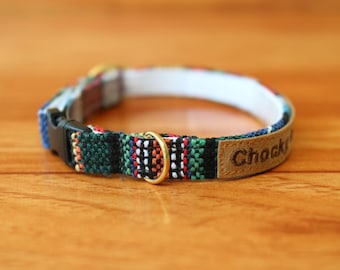 Personalized Stripe Cat Collar: Boho Kitten Collar with Breakaway Buckle