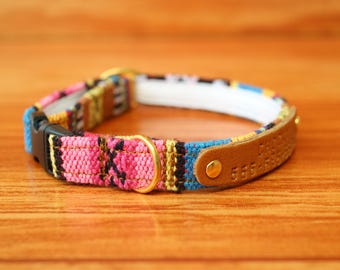Personalized Aztec Cat Collar: Colorful Tribal Style with Breakaway Buckle