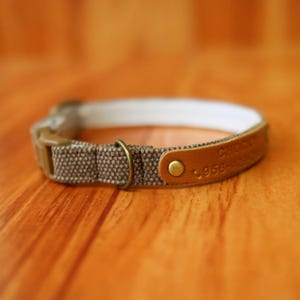 Personalized Brown Cat Collar: Earth Tone, Breakaway Buckle ,Custom ID Tag