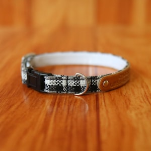 Personalized Black Plaid Cat Collar: Breakaway Safety, Custom Tag