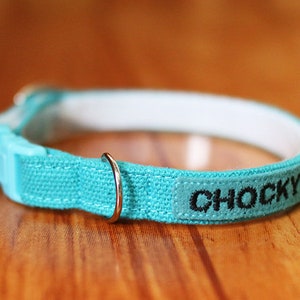 Turquoise Blue Personalized Cat Collar, Blue Cat Collar Personalized, Turquoise Cat Collar Chocky Cat Collar, Chocky Cat Collar Breakaway