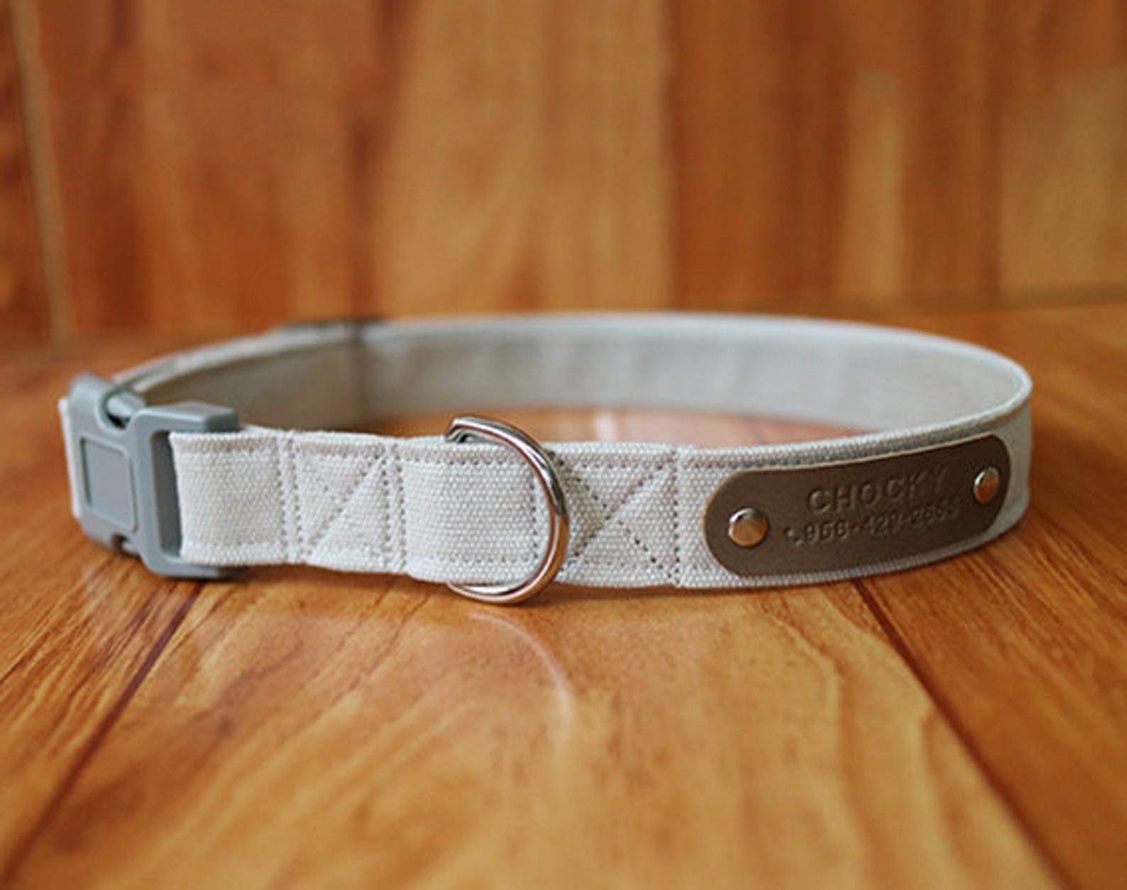 Personalized Minimal Grey Dog Collar Pastel Grey Dog Collar Etsy