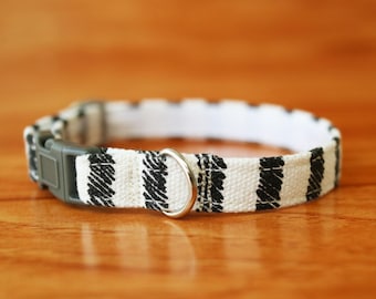 Black Stripe Cat Collar: Cotton Breakaway Kitten Collar
