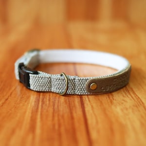 Personalized Earth Tone Grey Cat Collar: Breakaway Safety, Custom ID Tag image 1