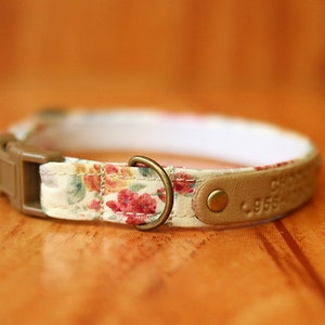Vanilla Rose floral Cat Collar, Rose flower Cat Collar Personalized, Vintage Rose Cat Collar, Cream floral Cat Collar, Chocky Cat Collar