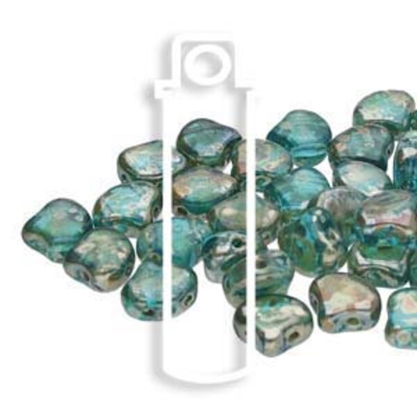 GNK8760020-43500-TB Aquamarine Rembrandt Ginko Beads in Tube