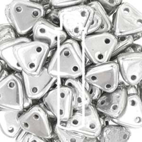 TRI06-S00030-TB Triangle 2-Hole Silver Beads in Tube